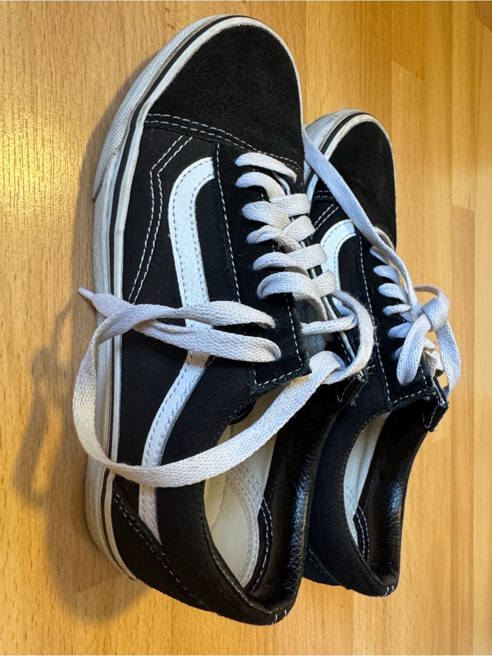 Vans Black and White Old Skool Low Top Sneakers - Picture 3 of 5